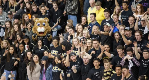 students at game
