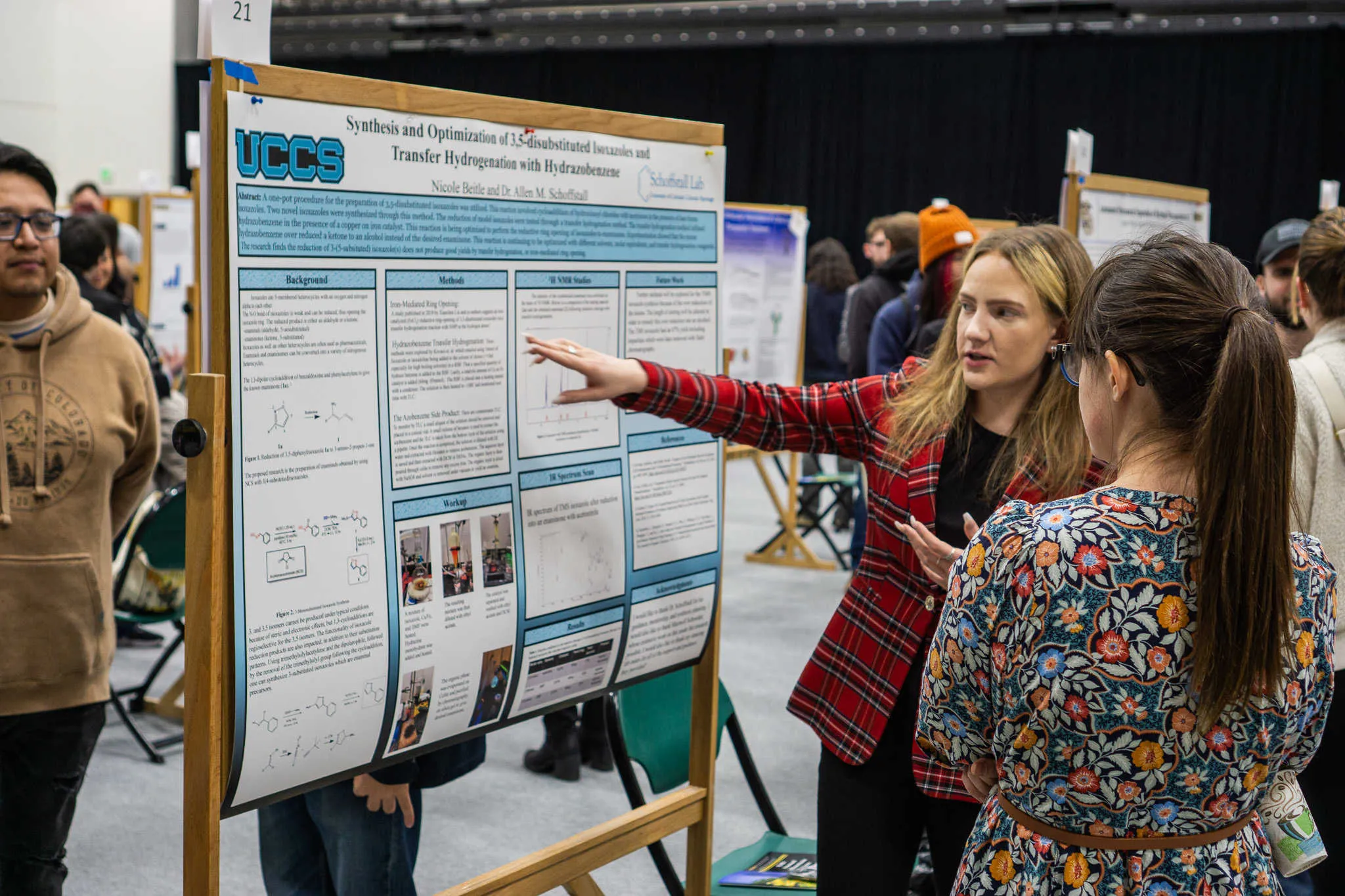 student presenting research